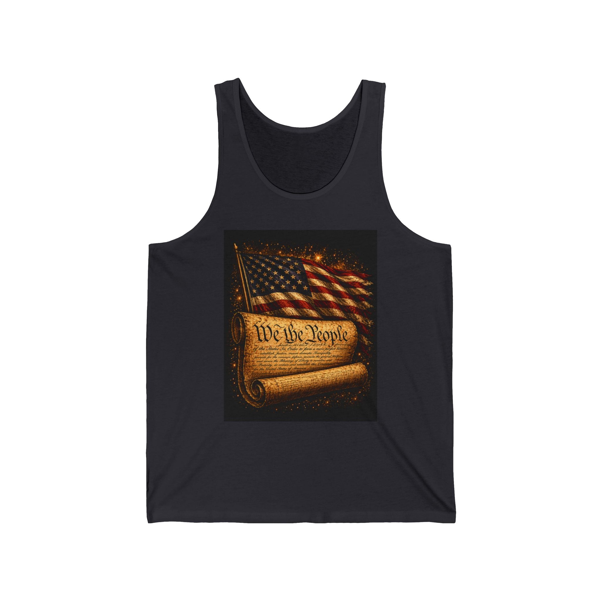 Patriotic "We the People" Tank Top – American Flag & Constitution Graphic