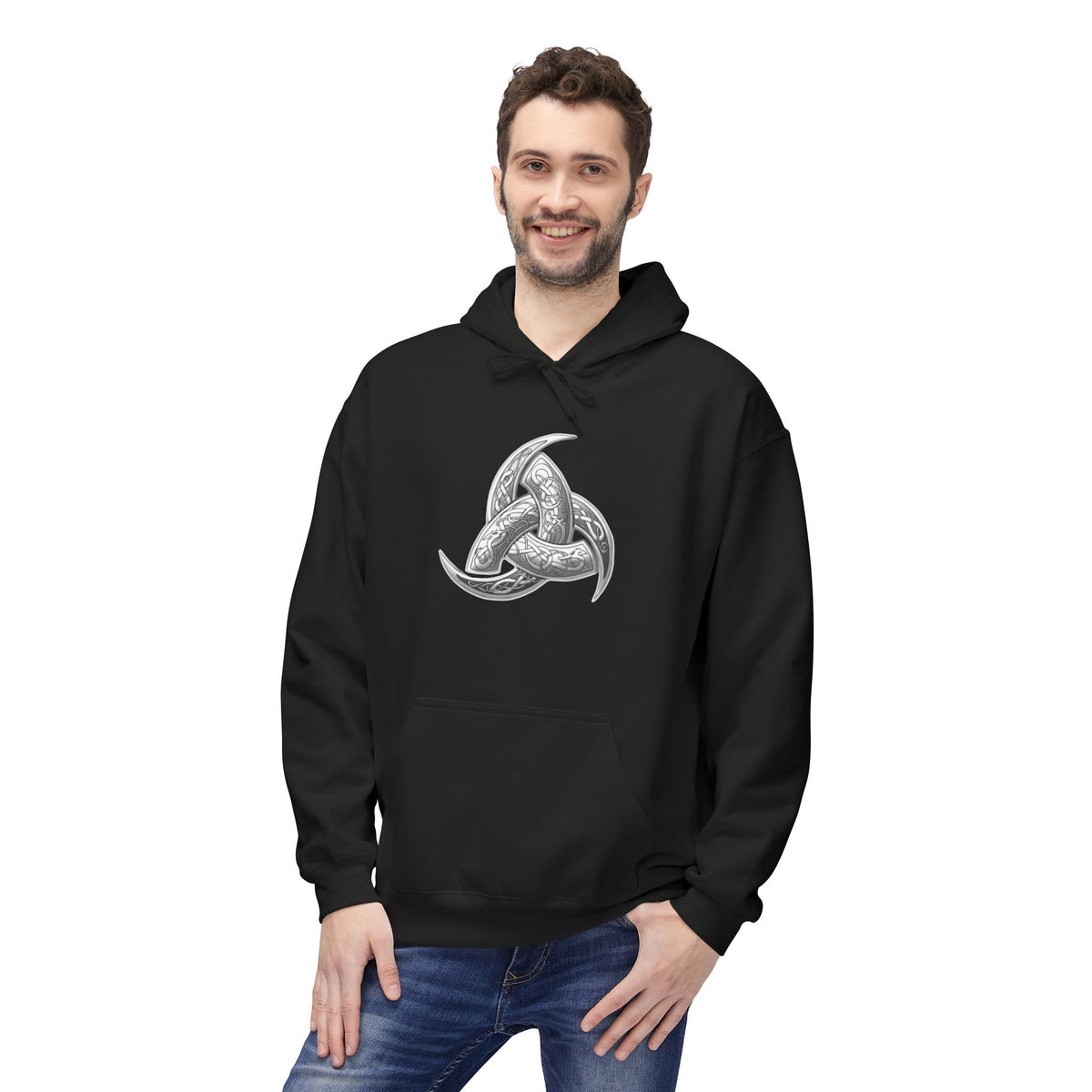 Viking Triple Horns Hoodie — Norse Valknut Knot Graphic Pullover