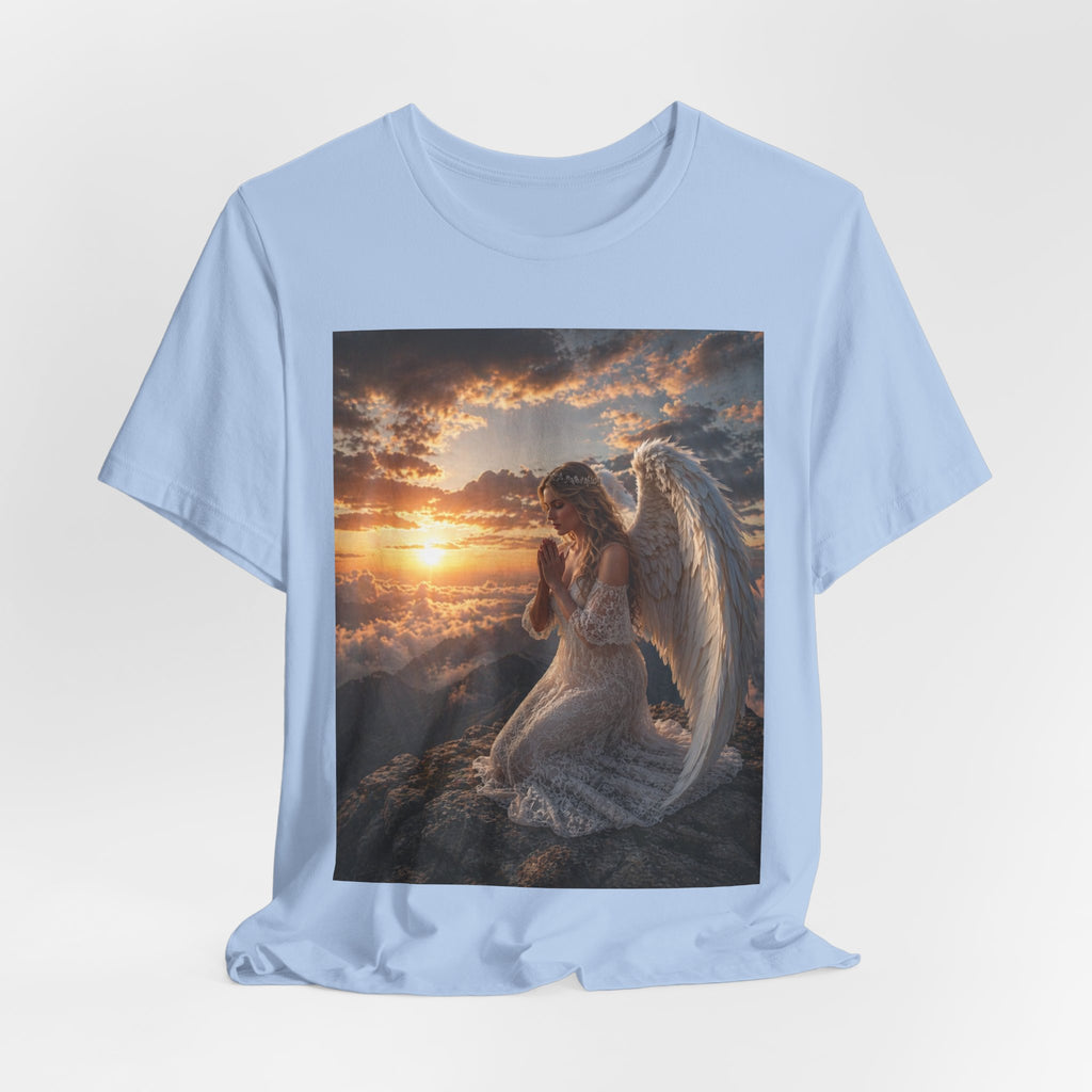 Angel Prayer T‑Shirt — Serene Winged Angel Sunset Tee