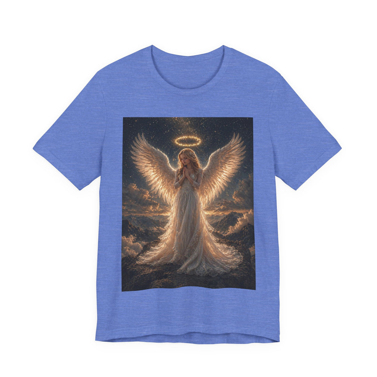 Angel Wings Graphic Tee — Glowing Halo Spiritual T-Shirt