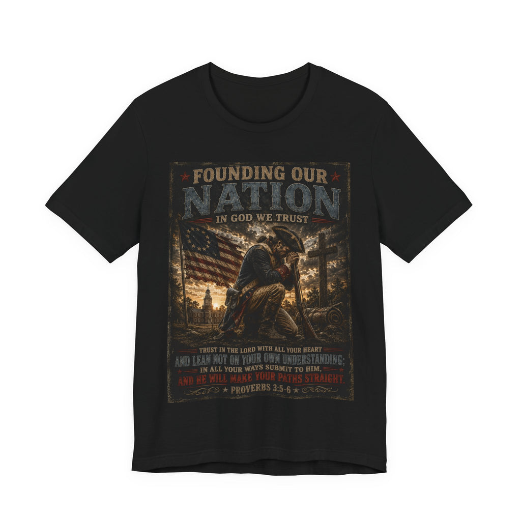 Founding Our Nation Eagle T-Shirt — "In God We Trust" Patriotic Christian Tee