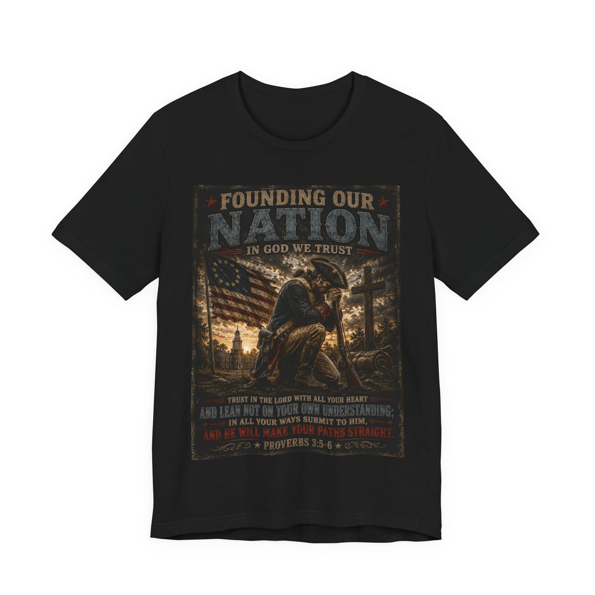 Founding Our Nation Eagle T-Shirt — "In God We Trust" Patriotic Christian Tee