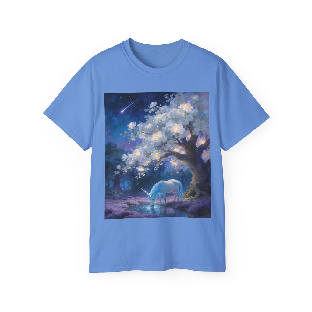Unicorn Mystic Night Sheep Cotton Tee — Dreamy Moonlit Tree Art T-Shirt