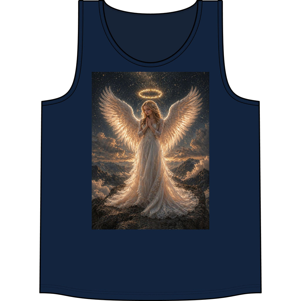 Angel Wings Tank Top — Heavenly Halo Prayer Graphic Concert Tank