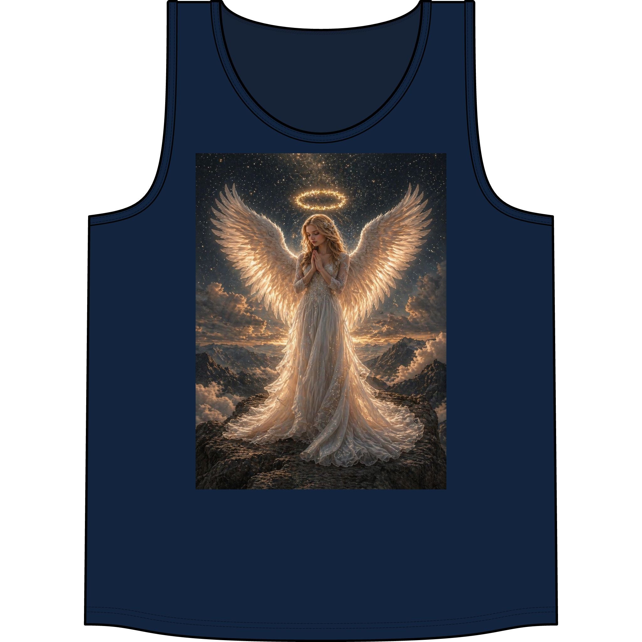 Angel Wings Tank Top — Heavenly Halo Prayer Graphic Concert Tank