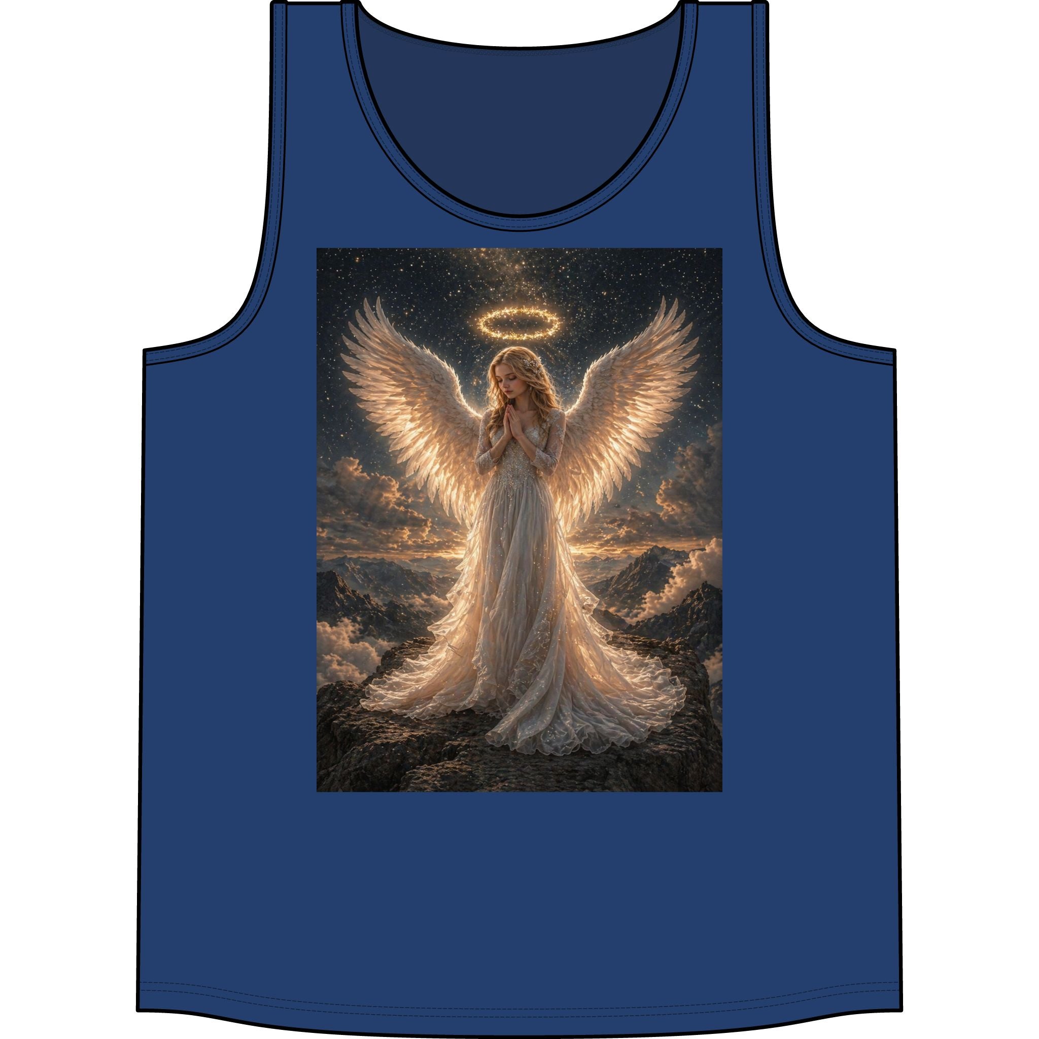 Angel Wings Tank Top — Heavenly Halo Prayer Graphic Concert Tank