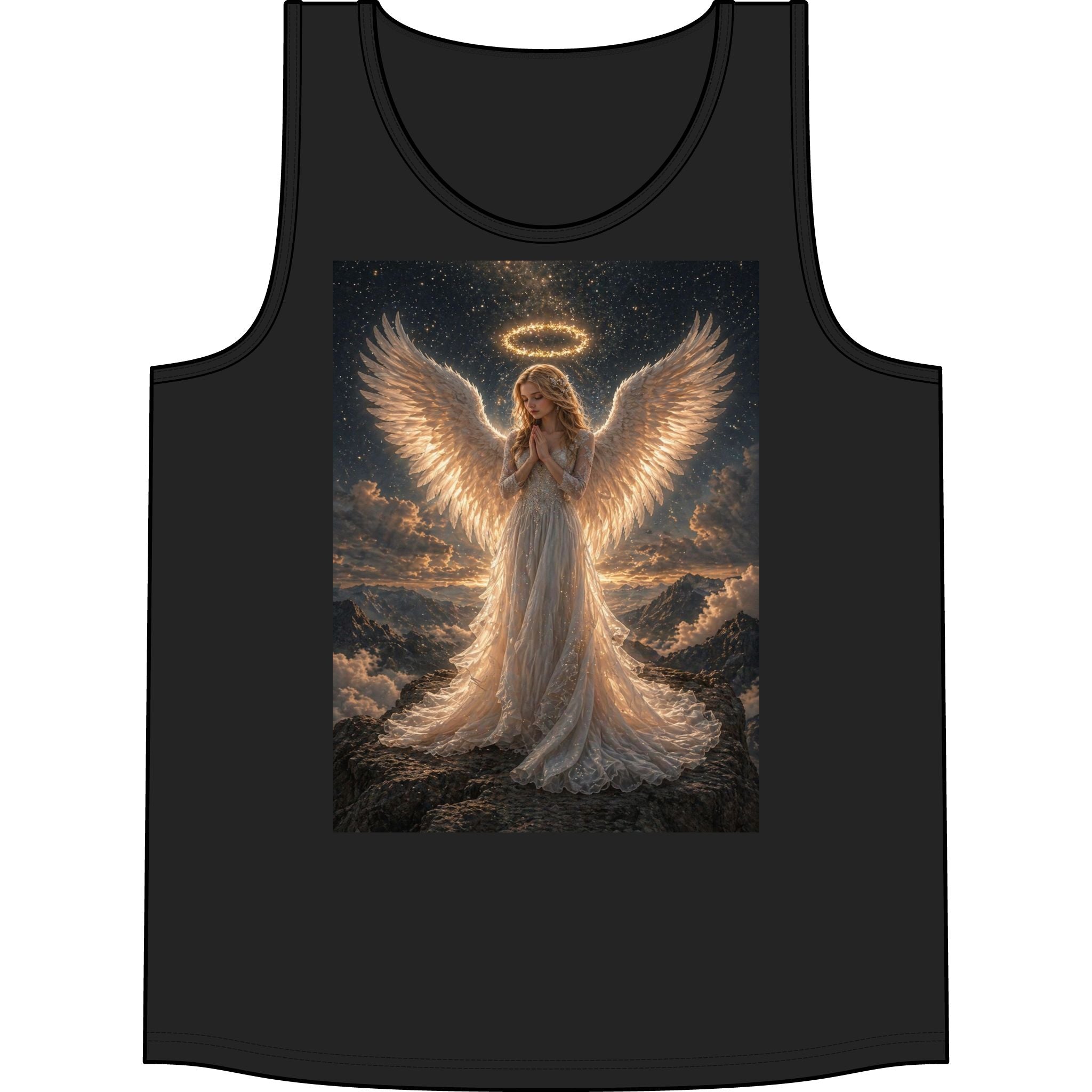 Angel Wings Tank Top — Heavenly Halo Prayer Graphic Concert Tank