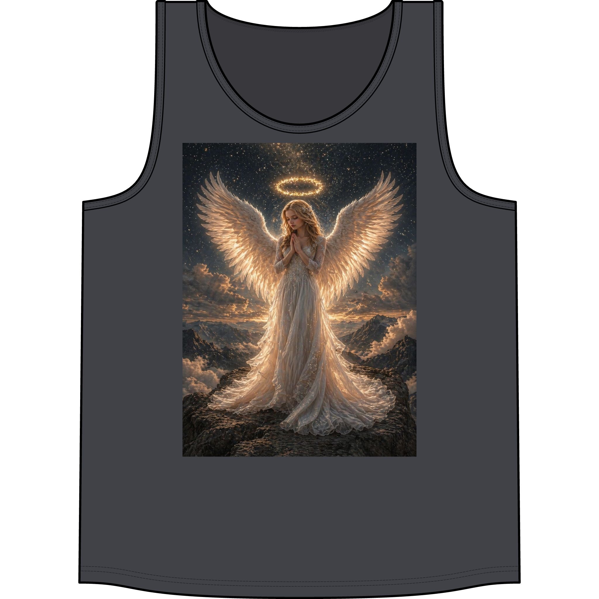 Angel Wings Tank Top — Heavenly Halo Prayer Graphic Concert Tank