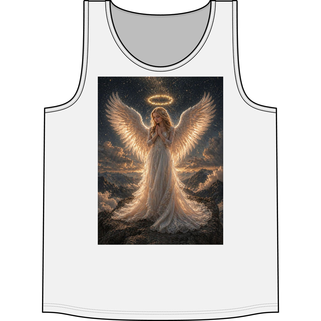 Angel Wings Tank Top — Heavenly Halo Prayer Graphic Concert Tank