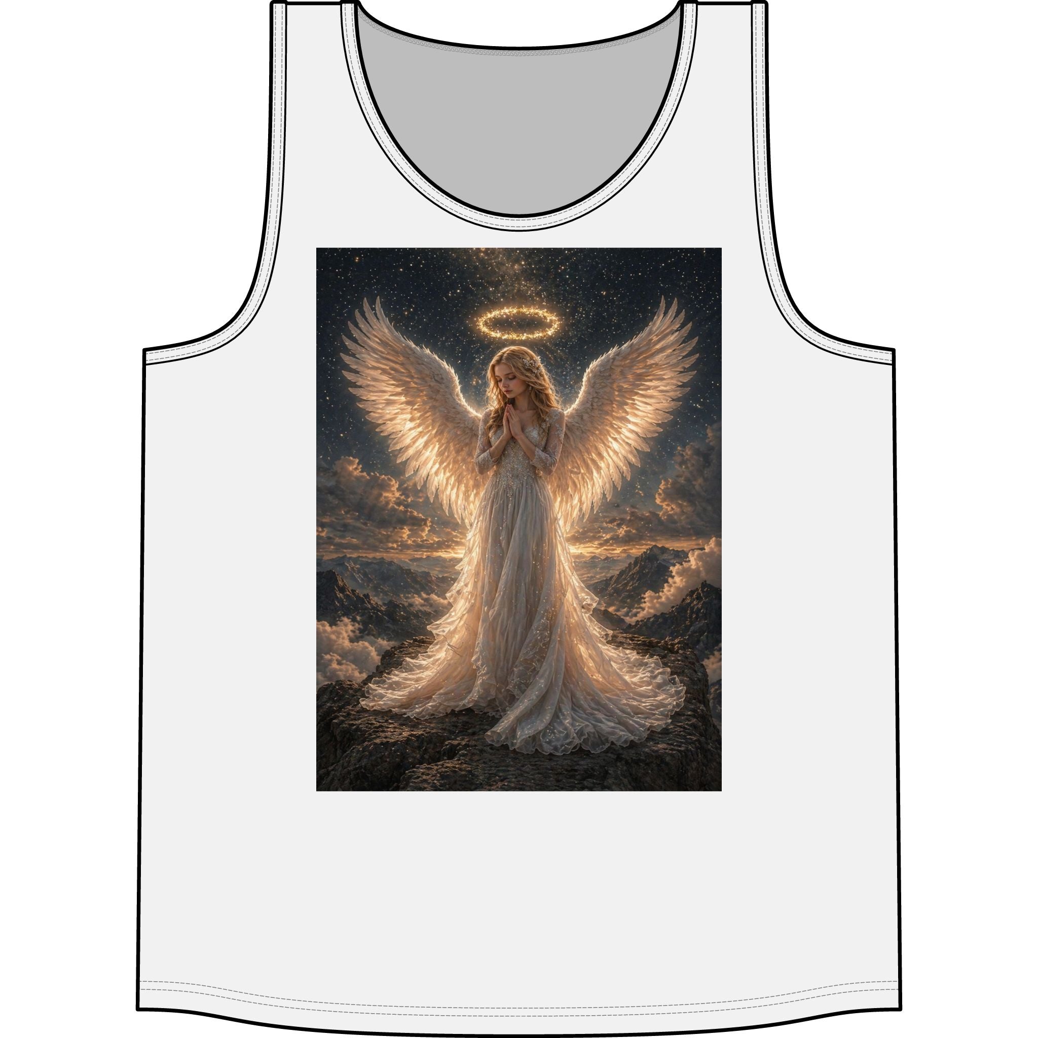 Angel Wings Tank Top — Heavenly Halo Prayer Graphic Concert Tank