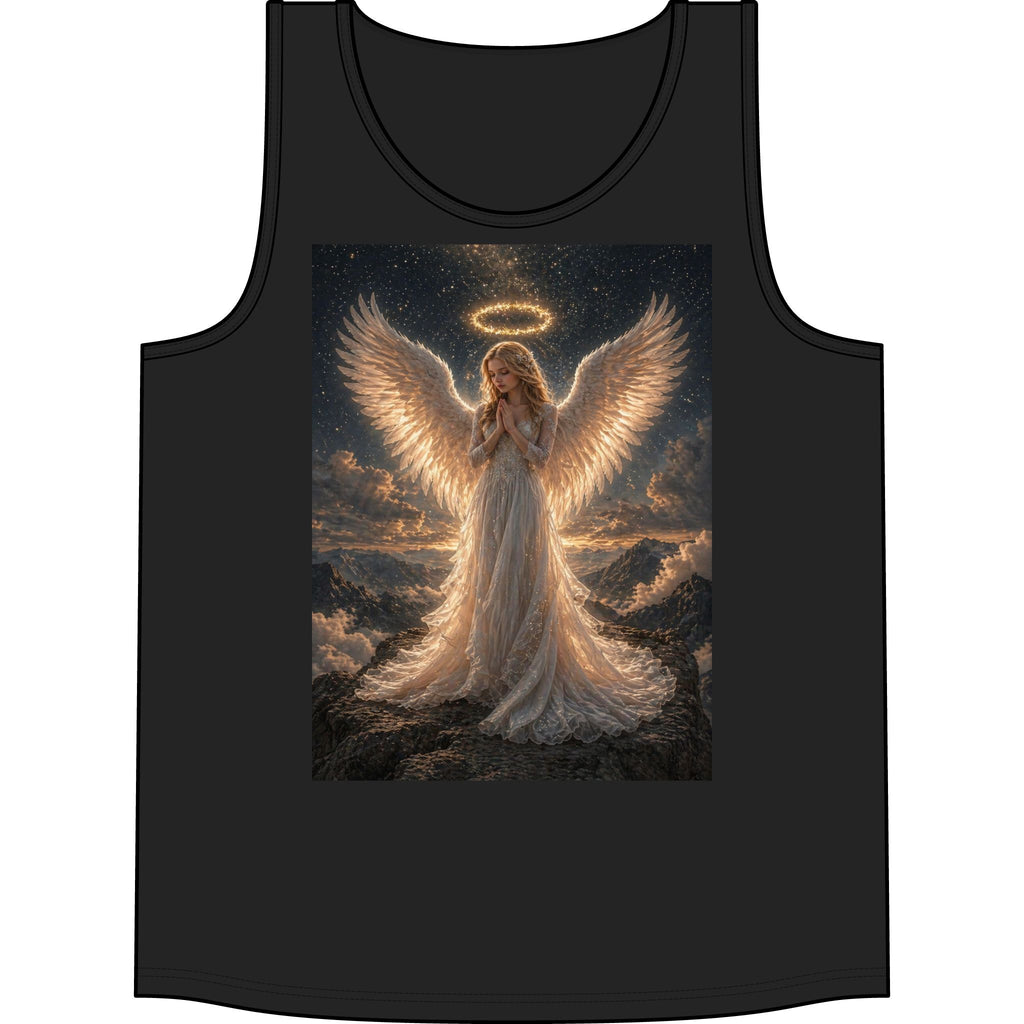 Angel Wings Tank Top — Heavenly Halo Prayer Graphic Concert Tank