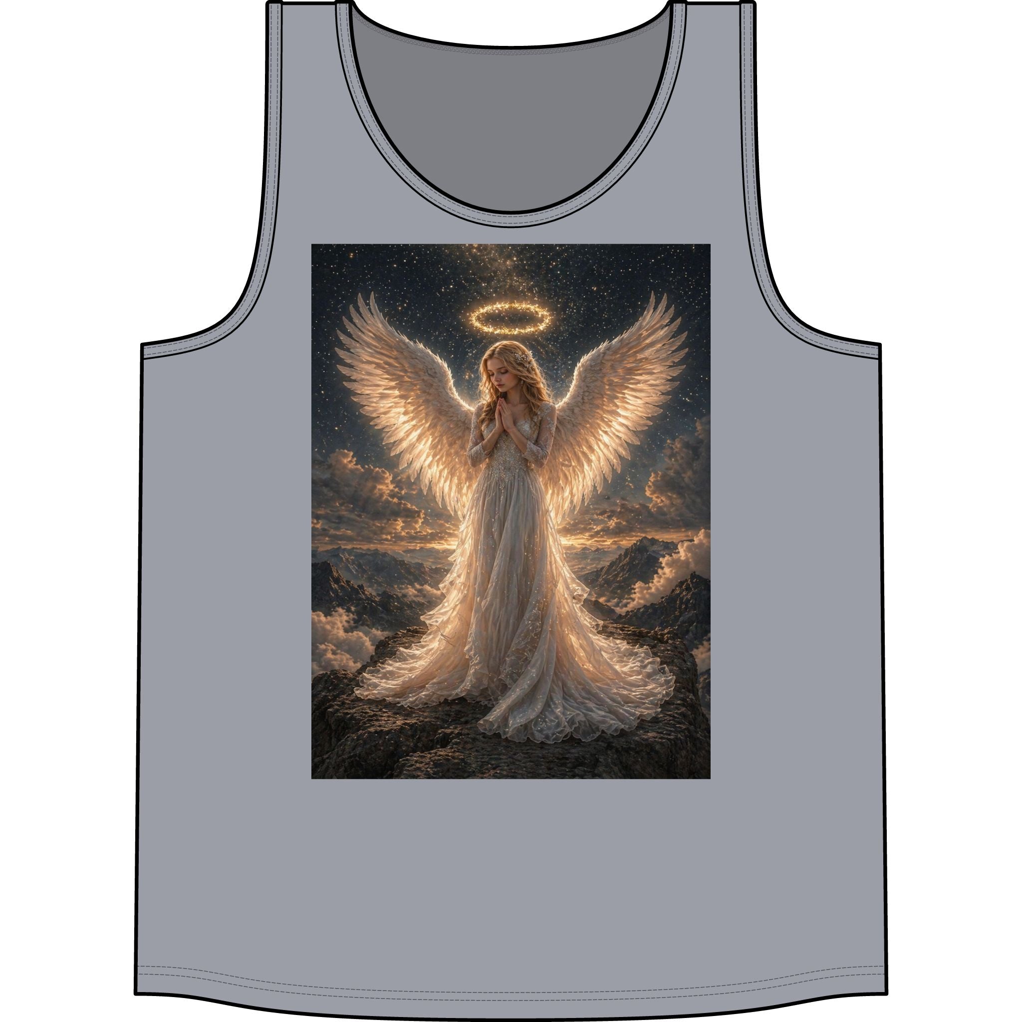 Angel Wings Tank Top — Heavenly Halo Prayer Graphic Concert Tank