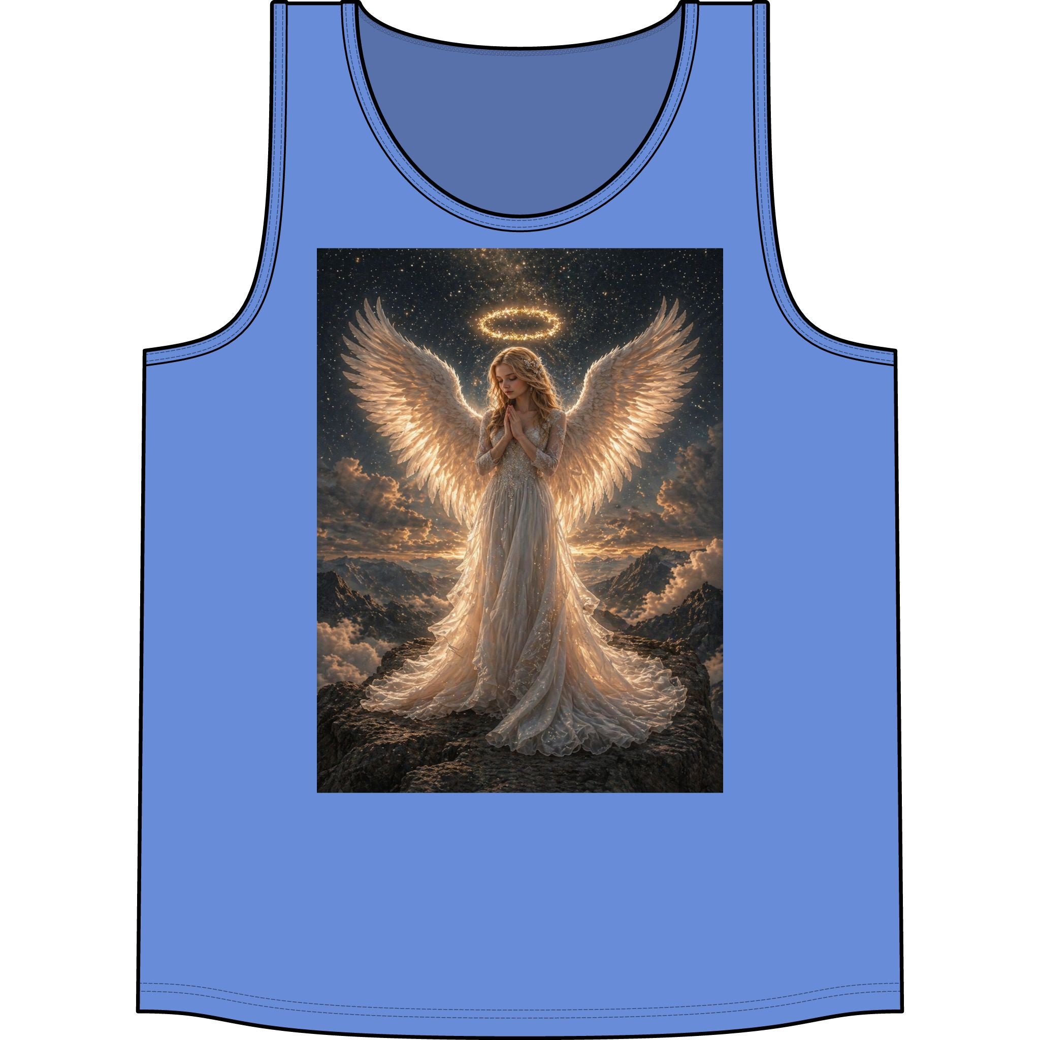 Angel Wings Tank Top — Heavenly Halo Prayer Graphic Concert Tank