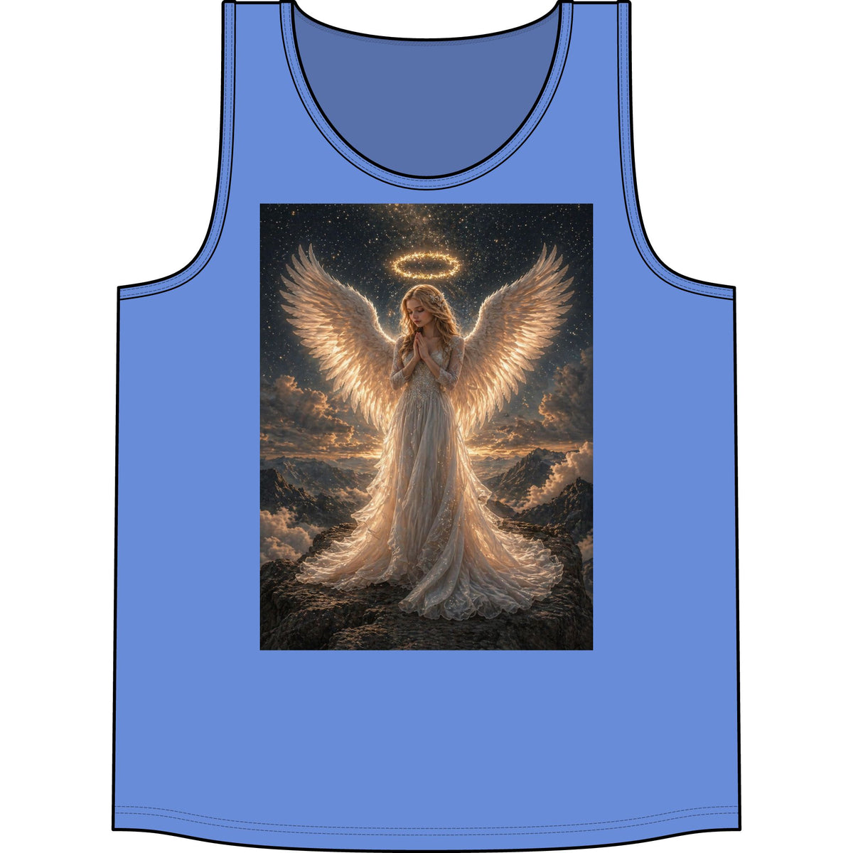 Angel Wings Tank Top — Heavenly Halo Prayer Graphic Concert Tank