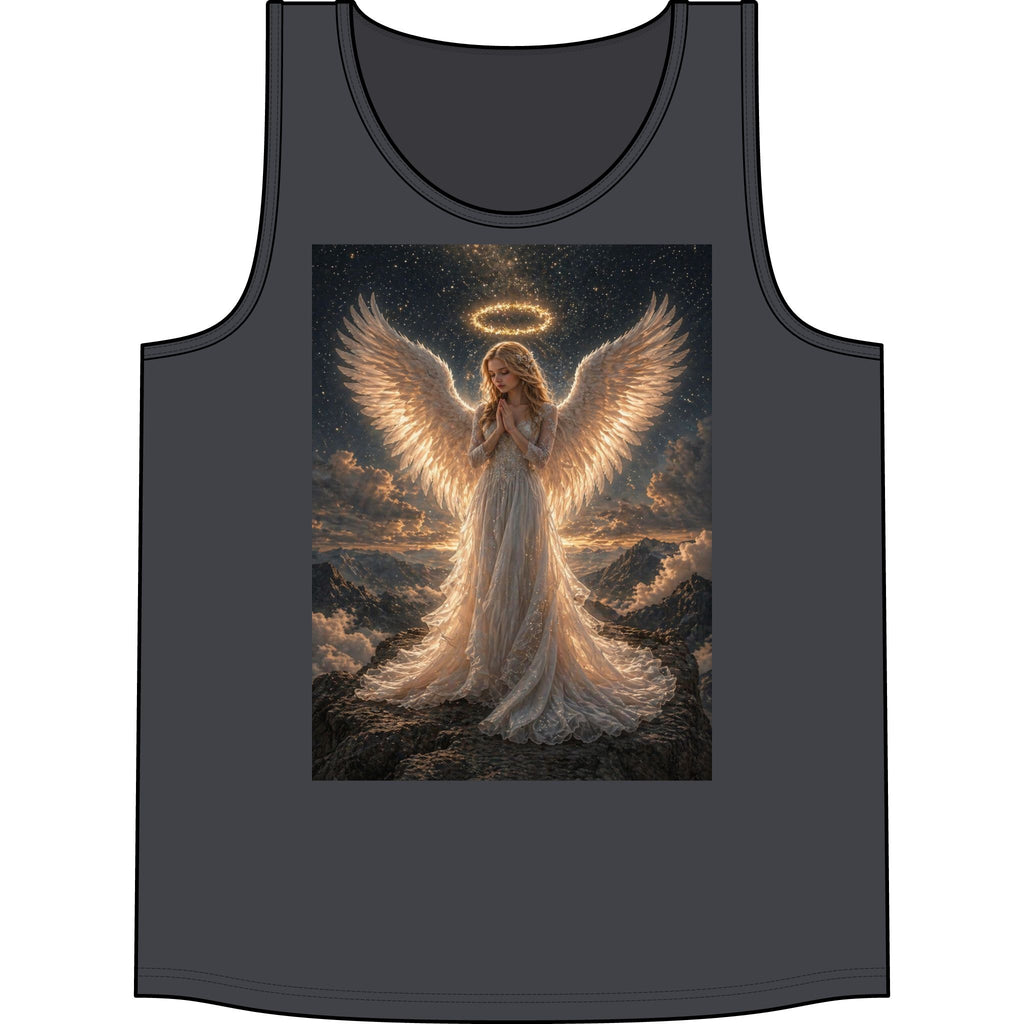 Angel Wings Tank Top — Heavenly Halo Prayer Graphic Concert Tank