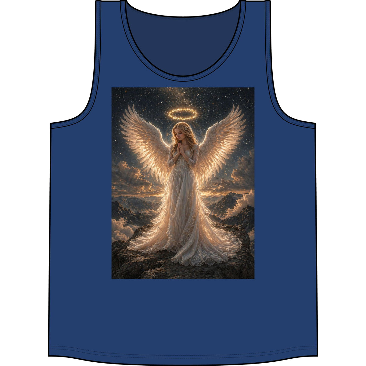 Angel Wings Tank Top — Heavenly Halo Prayer Graphic Concert Tank