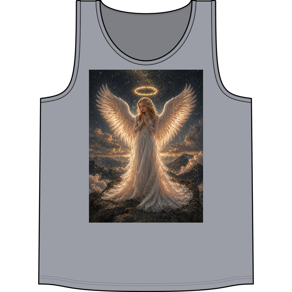 Angel Wings Tank Top — Heavenly Halo Prayer Graphic Concert Tank