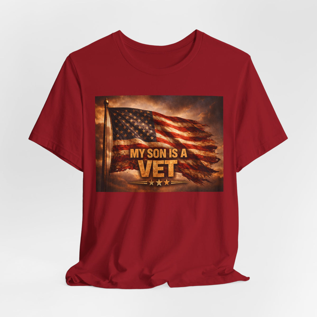 My son is a VET----Unisex Jersey Short Sleeve Tee