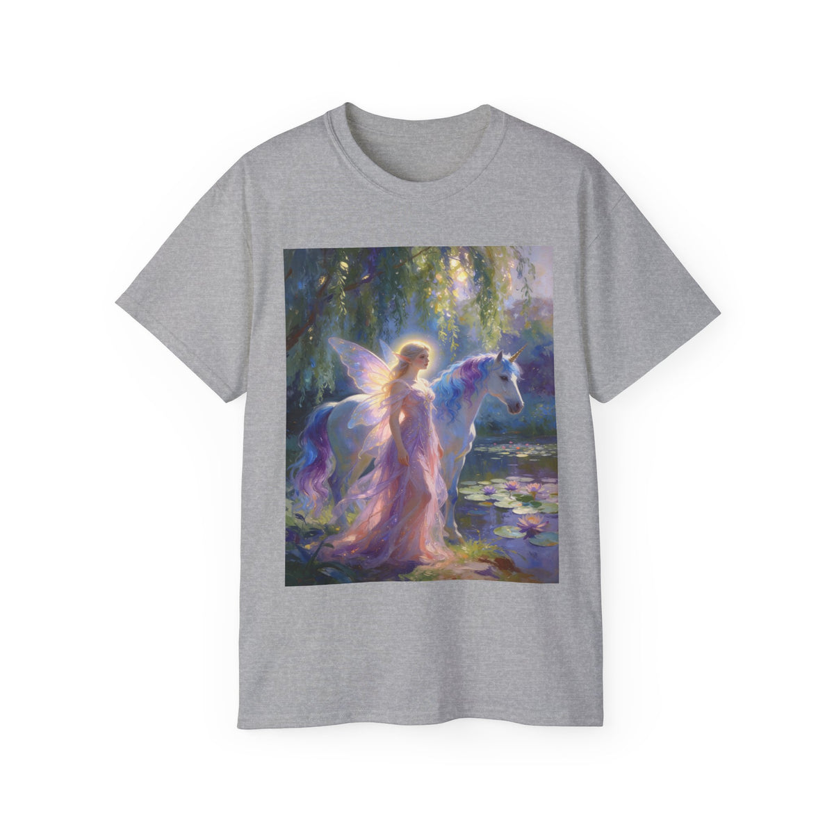 Fairy and Unicorn Dream Cotton  Tee — Ethereal Fantasy T‑Shirt
