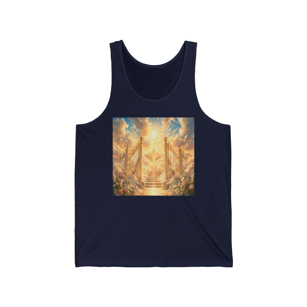 Heavenly Gates Sunset Tank Top — Spiritual Angelic Stairway Graphic