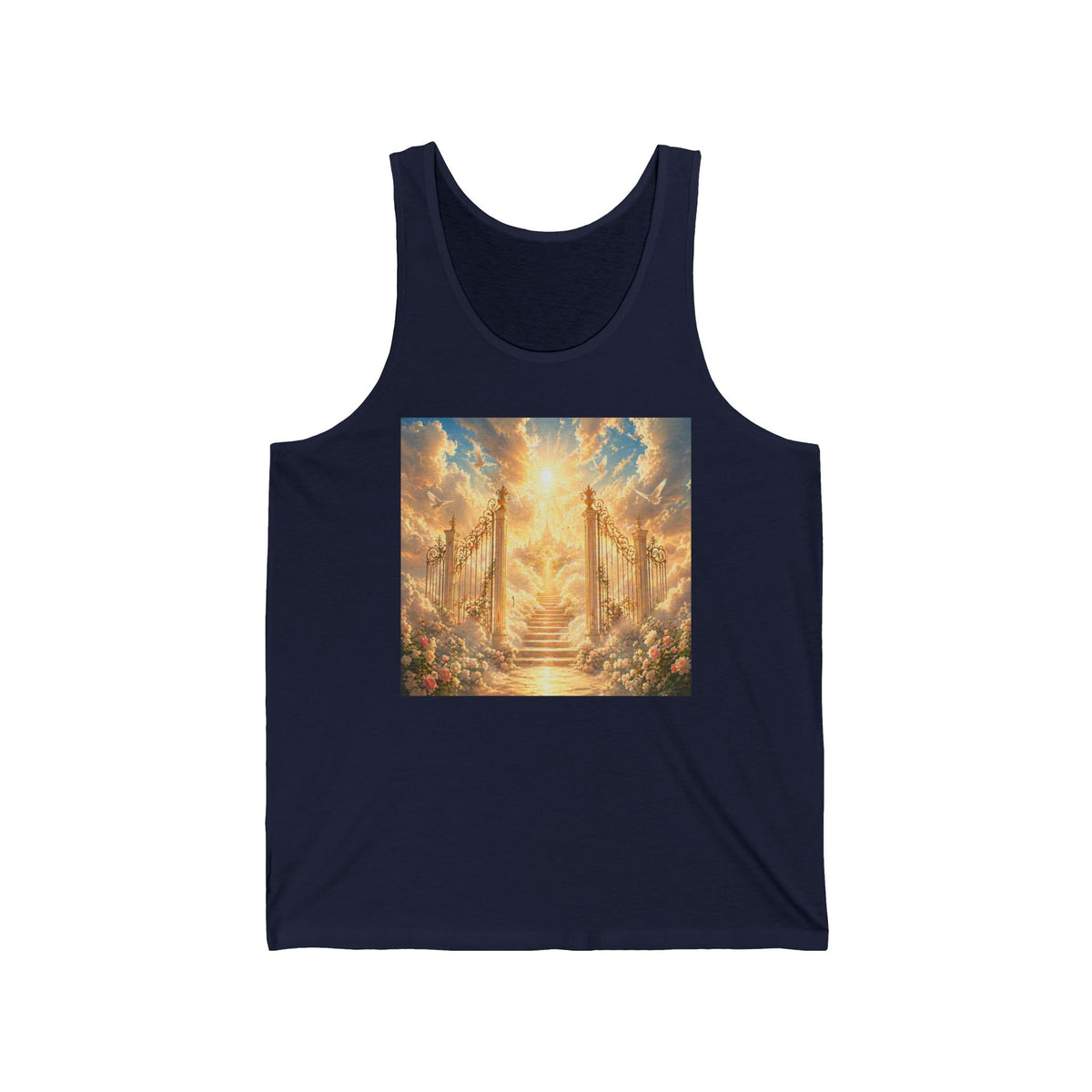 Heavenly Gates Sunset Tank Top — Spiritual Angelic Stairway Graphic