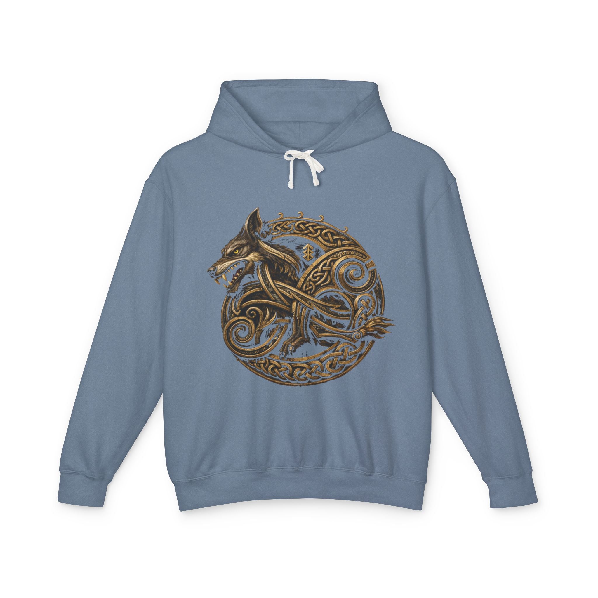 Viking Wolf Circle Hoodie — Norse Celtic Rune Graphic Sweatshirt