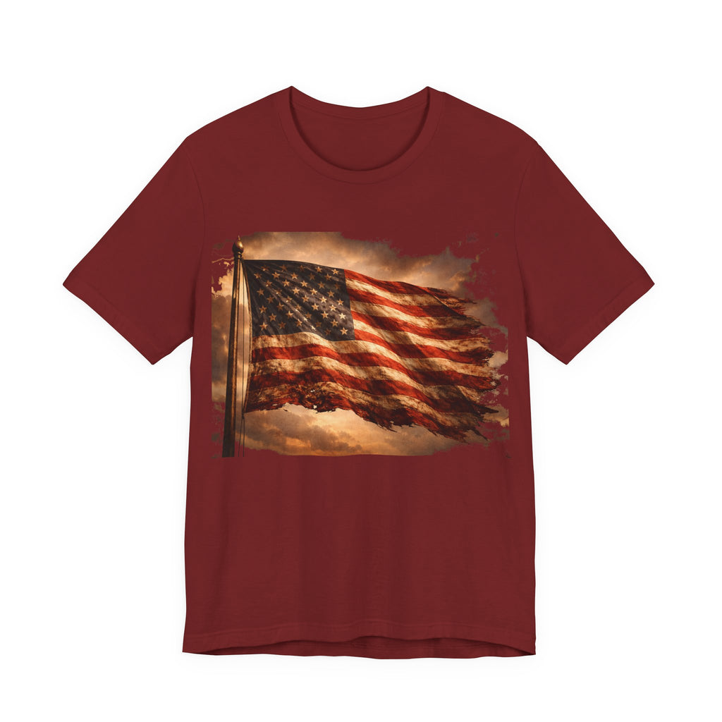 Distressed American Flag T‑Shirt — Vintage Patriotic Tee for 4th of July & Veterans