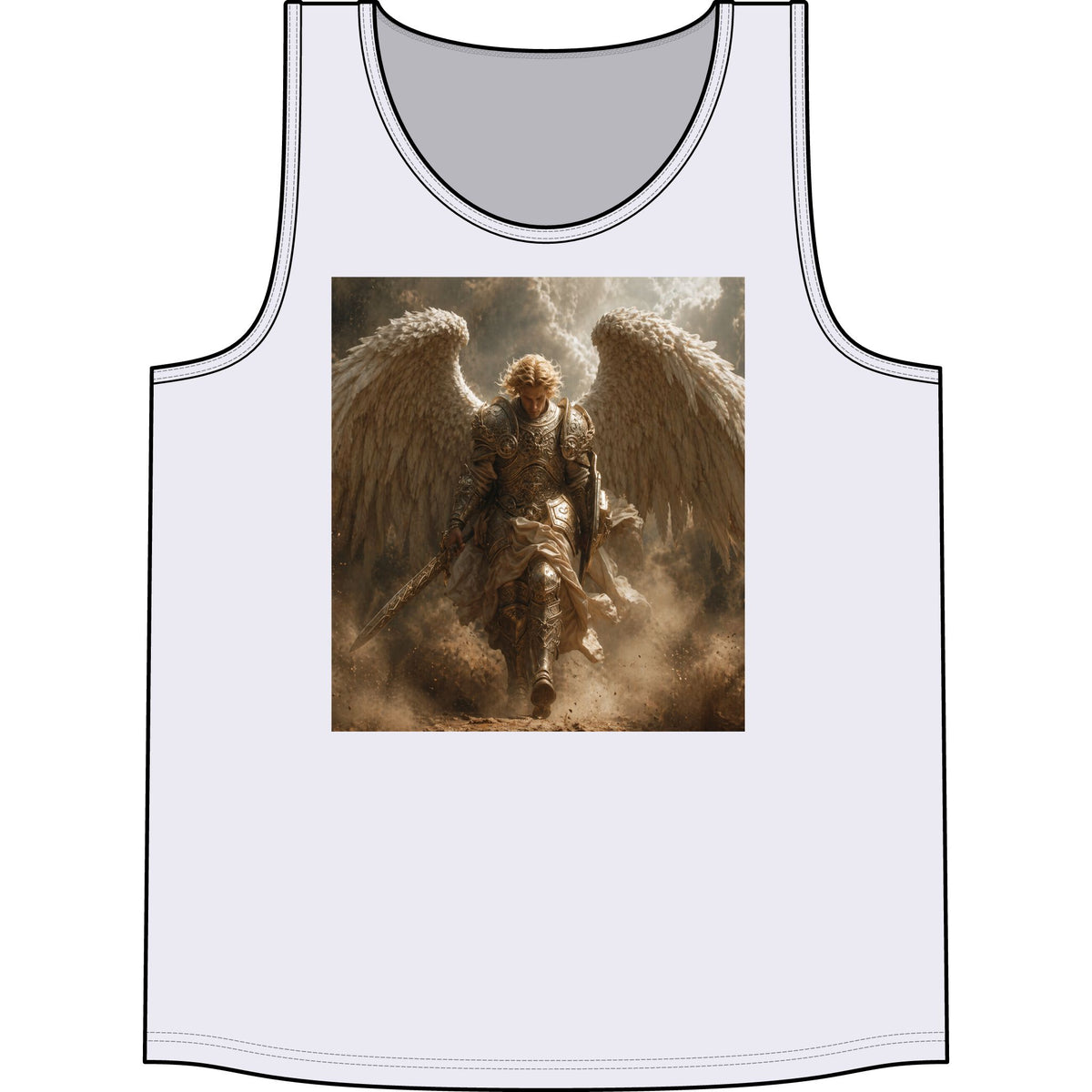 Angel Warrior Tank Top — Dramatic Winged Guardian Concert Tank