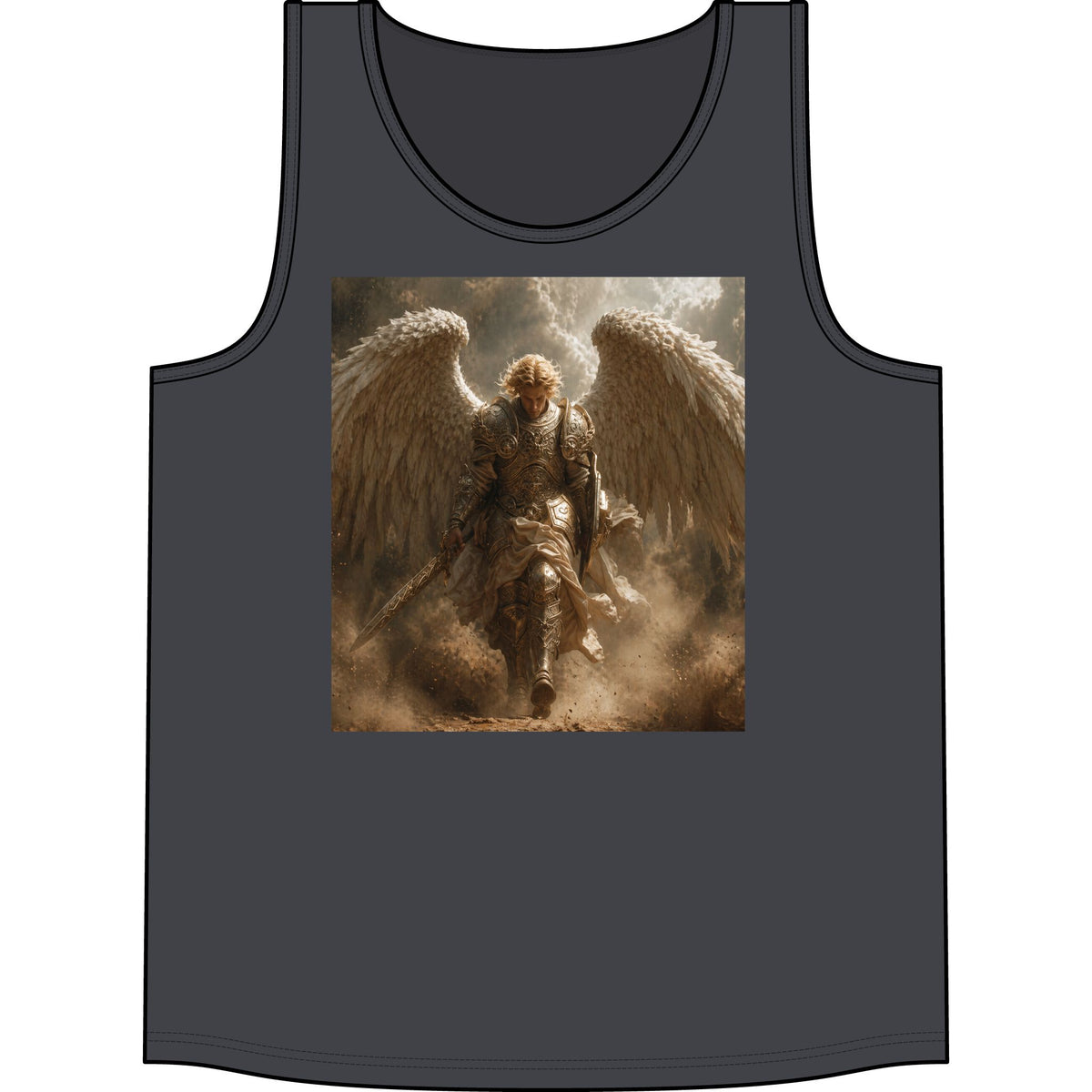 Angel Warrior Tank Top — Dramatic Winged Guardian Concert Tank