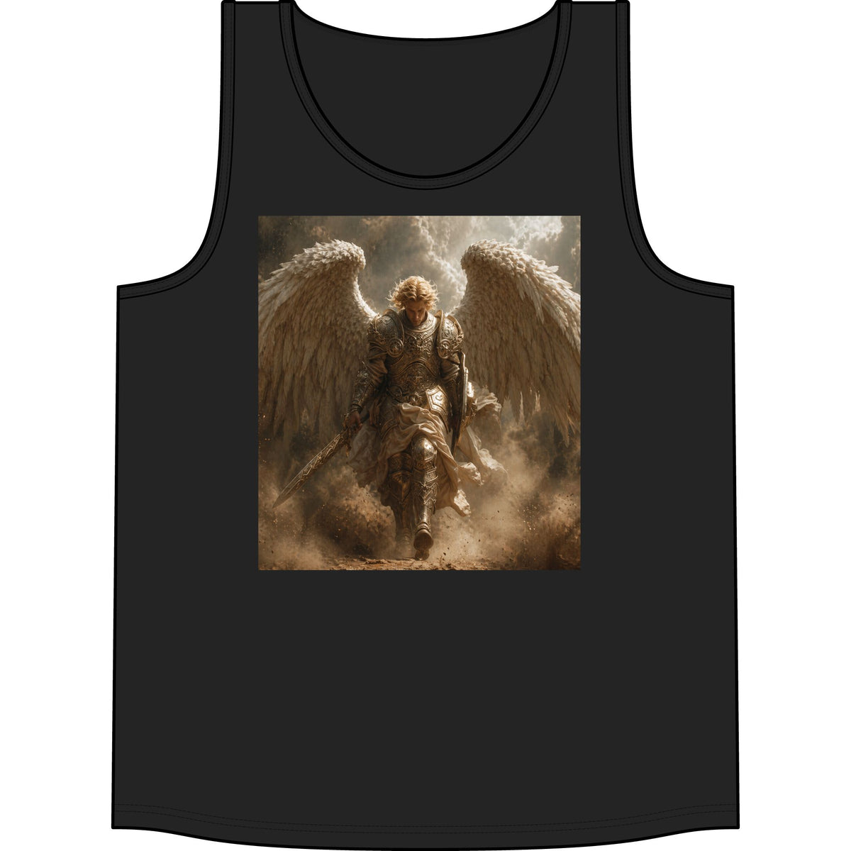 Angel Warrior Tank Top — Dramatic Winged Guardian Concert Tank