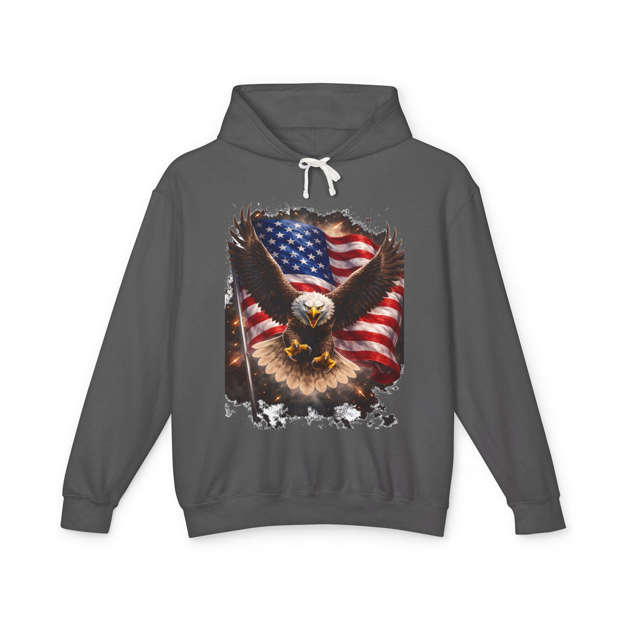 American Eagle Flag Hoodie — Patriotic Bald Eagle sweatshirt for 4th of July & Veterans