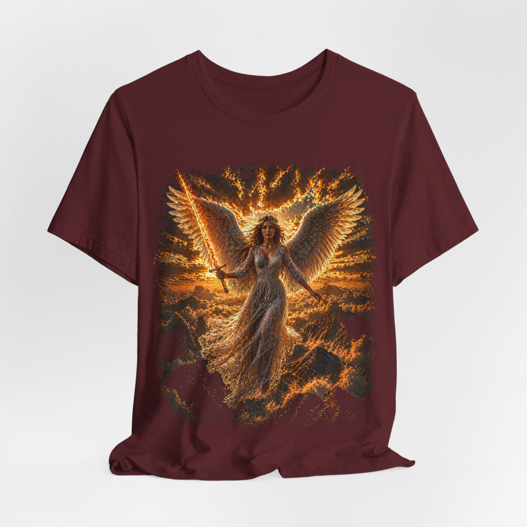 Angel Wings Graphic Tee — Fiery Guardian Angel Design