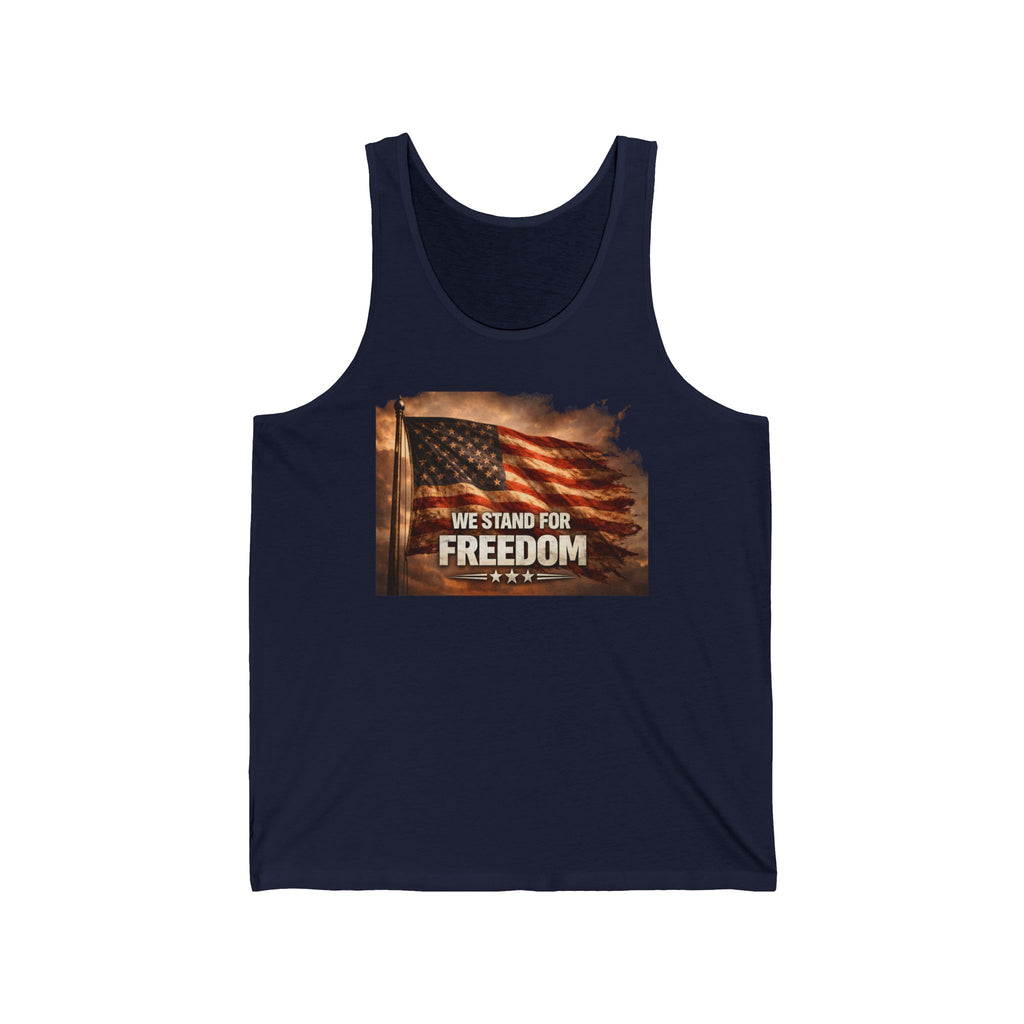 Freedom Flag Tank Top — "We Stand for Freedom" Patriotic American Flag Tank