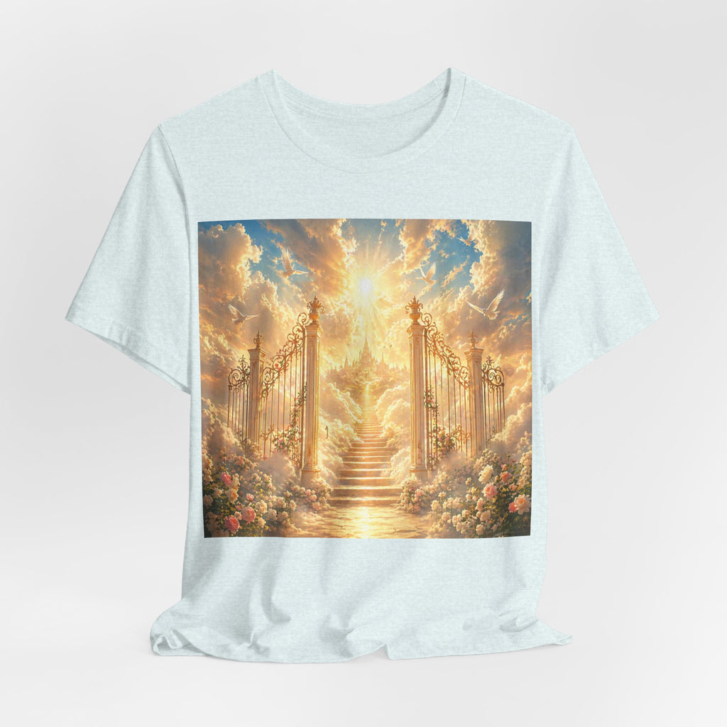 Heavenly Gates Graphic Tee — Celestial Stairs & Sunlight T-Shirt
