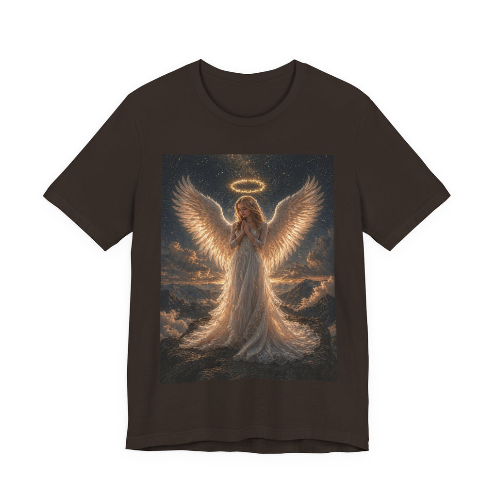 Angel Wings Graphic Tee — Glowing Halo Spiritual T-Shirt