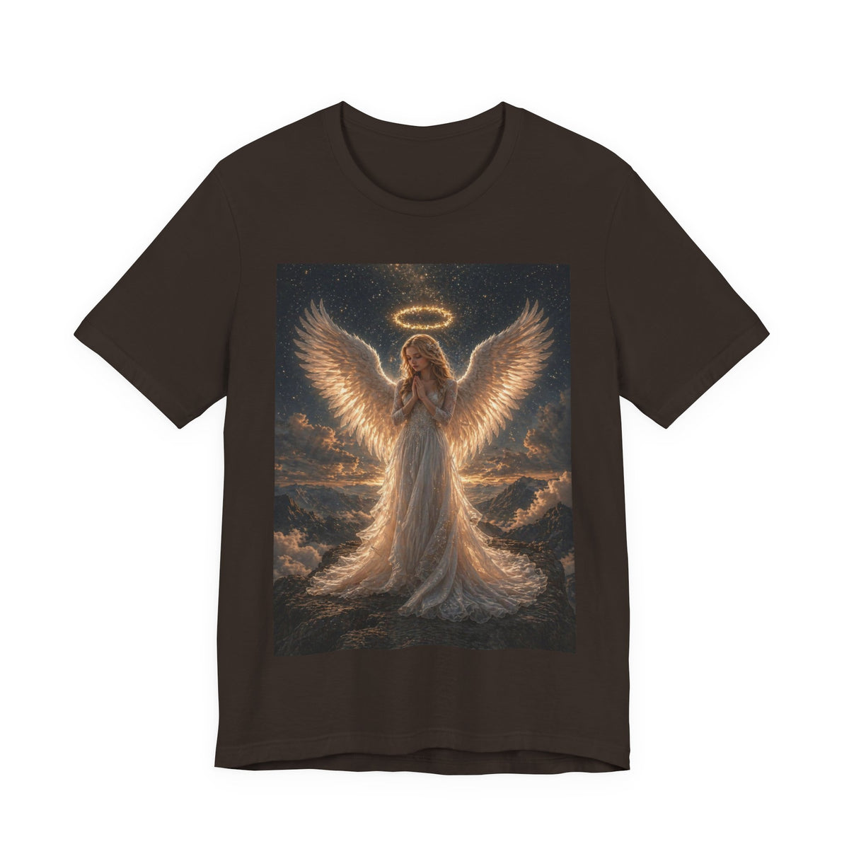 Angel Wings Graphic Tee — Glowing Halo Spiritual T-Shirt