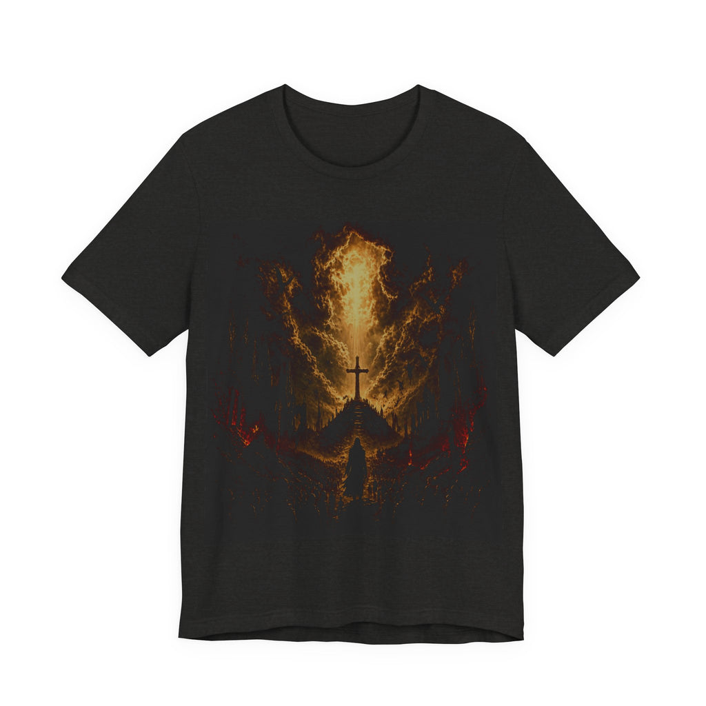Fiery Cross Mountain Tee — Christian Faith Graphic T‑Shirt