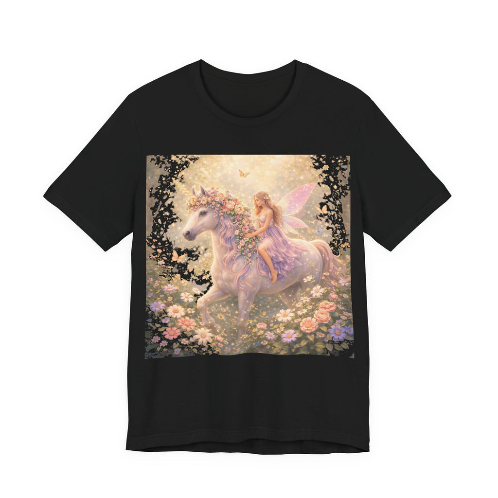 Fairy and Unicorn Tee — Whimsical Garden Fantasy T-Shirt