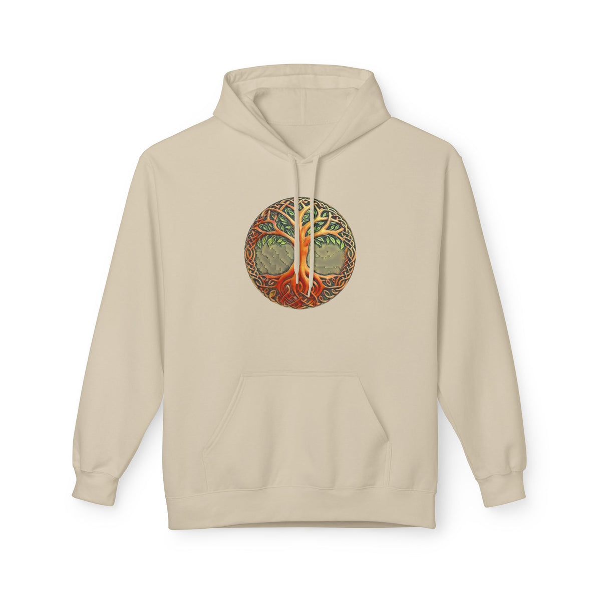 Yggdrasil Tree of Life Cotton Hoodie — Vintage Botanical Forest Graphic