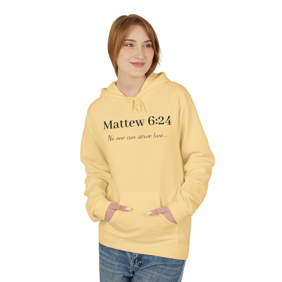 Matthew 6:24 Hoodie — "No one can serve two" Christian Faith Pullover