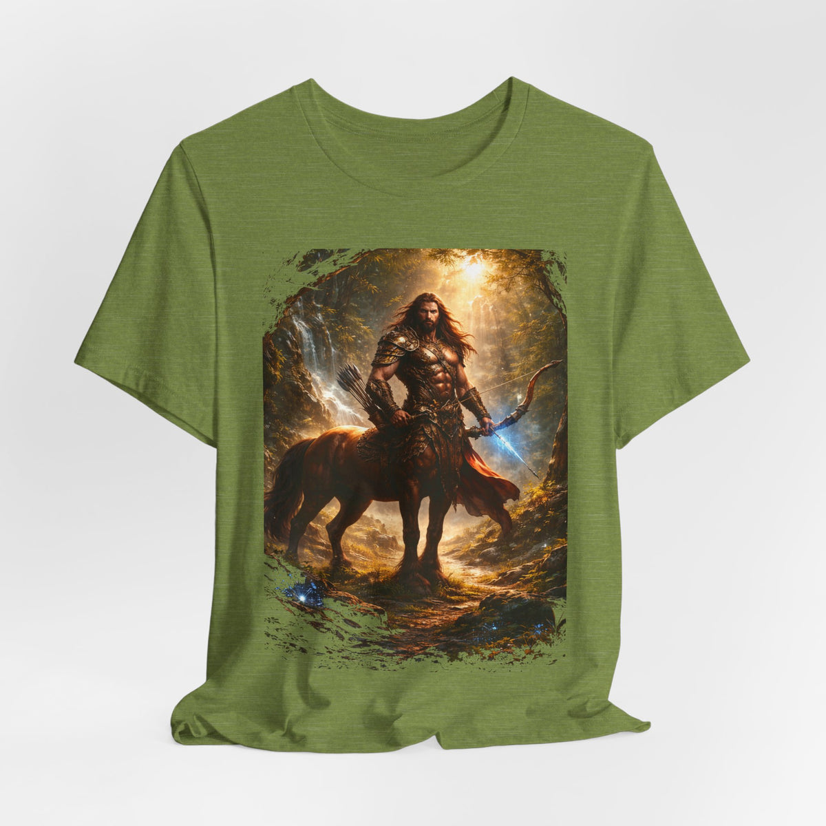 Centaur Warrior Fantasy T‑Shirt — Mythic Forest Battle Graphic Tee