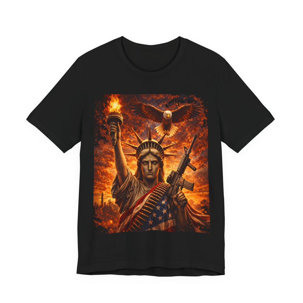 USA Liberty T-Shirt — Statue of Liberty with Eagle & Flag Graphic