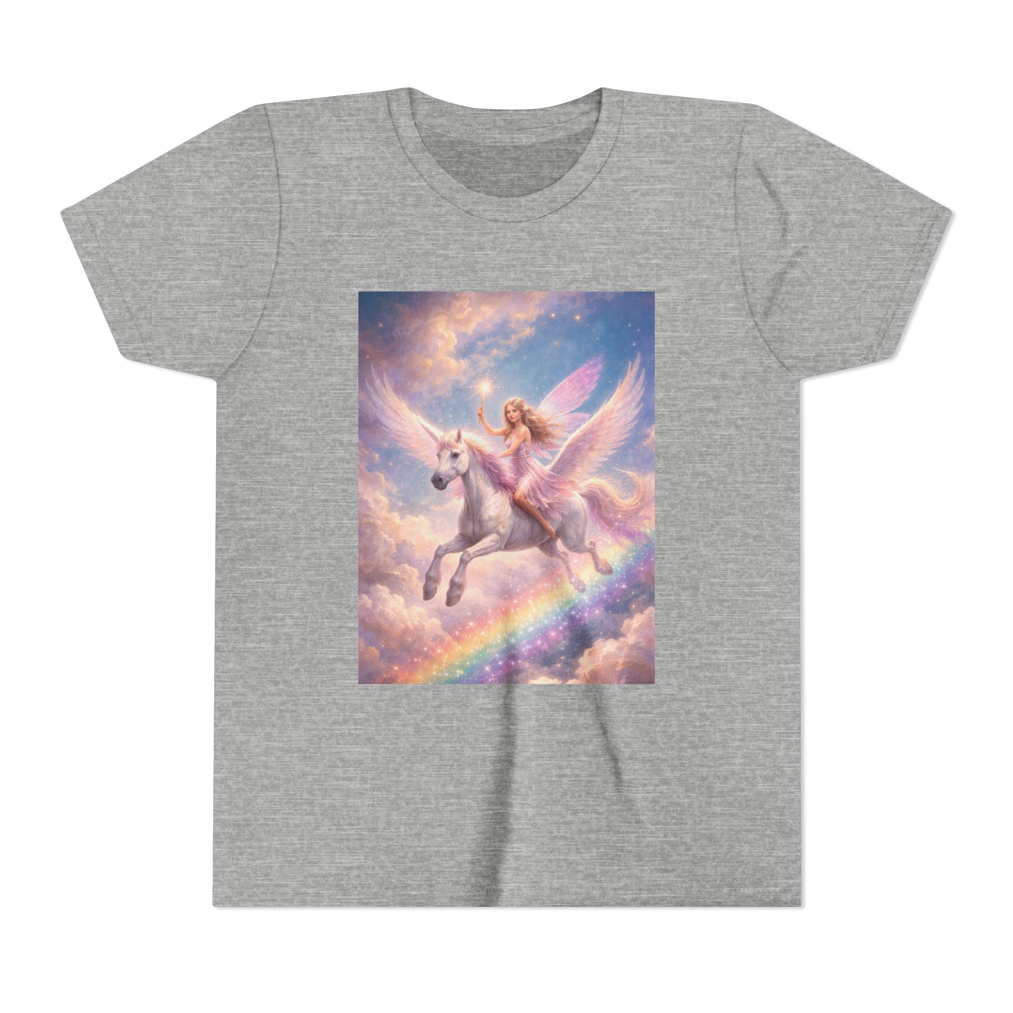 Youth Tee — Magical Unicorn Pegasus Rainbow Graphic T‑Shirt for Kids