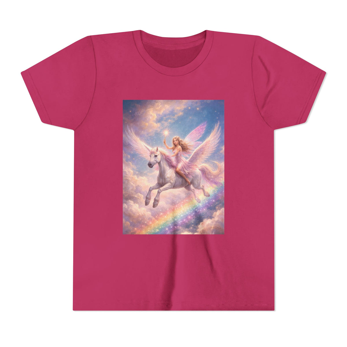 Youth Tee — Magical Unicorn Pegasus Rainbow Graphic T‑Shirt for Kids
