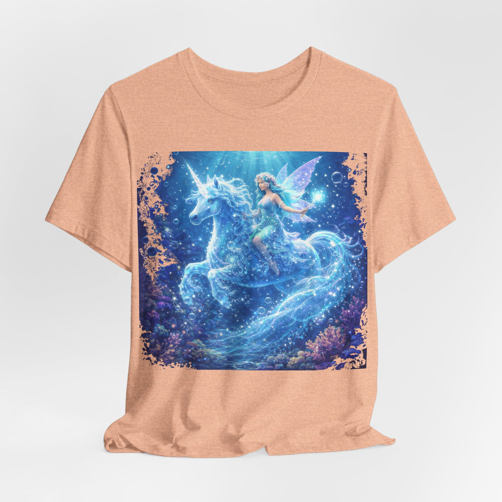 Mystical Blue Unicorn & Fairy Tee — Fantasy Magic Horse T-Shirt