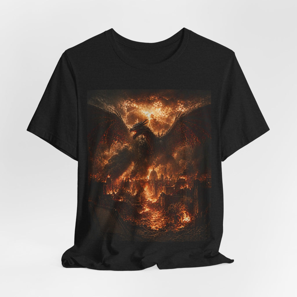 Demonic Dragon Fire End of times Tee — Dark Graphic Shirt of the final battel betten Satan and Miichael the arch angel
