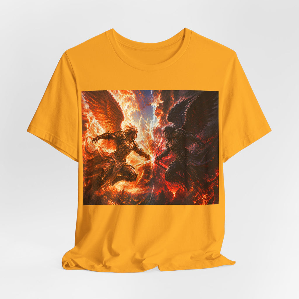 Angel vs Demon Battle T-Shirt — Fiery Fantasy Art Graphic Tee