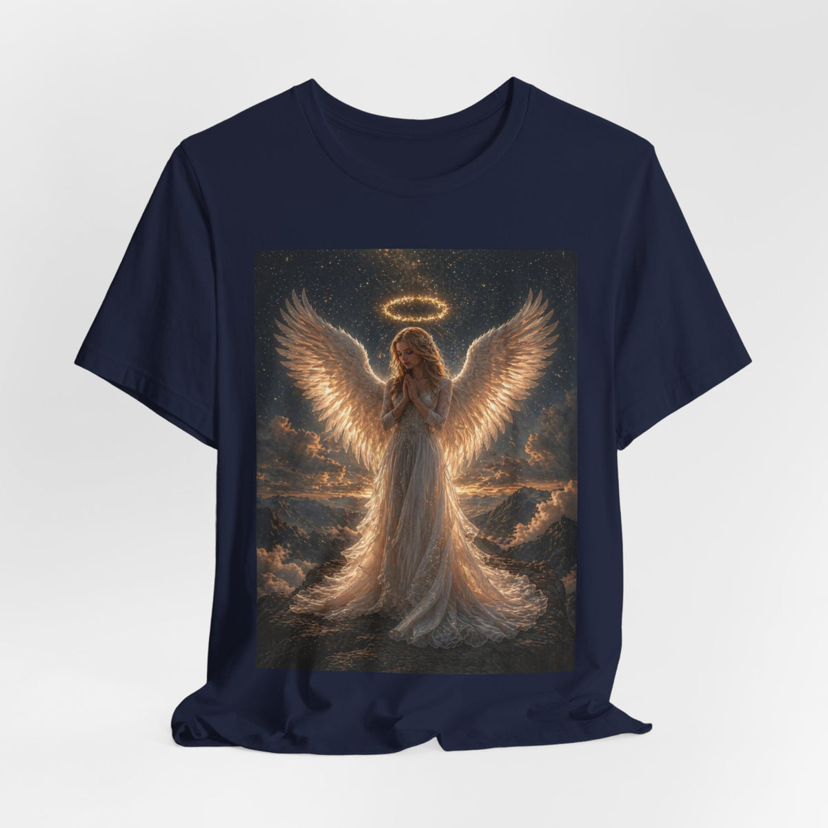 Angel Wings Graphic Tee — Glowing Halo Spiritual T-Shirt
