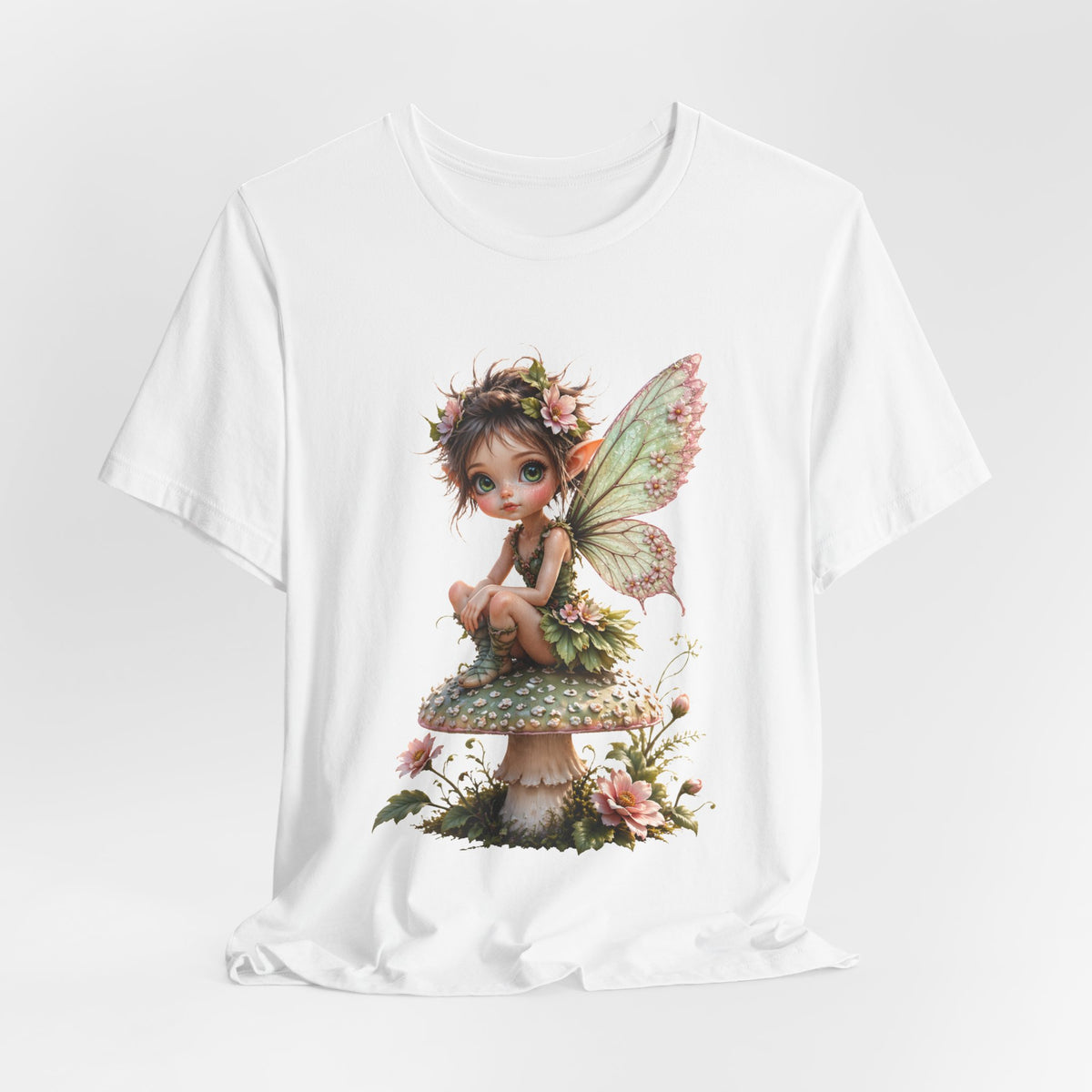 Fairy Mushroom Tee — Cute Woodland Fairy Sitting on Toadstool Graphic T-Shirt