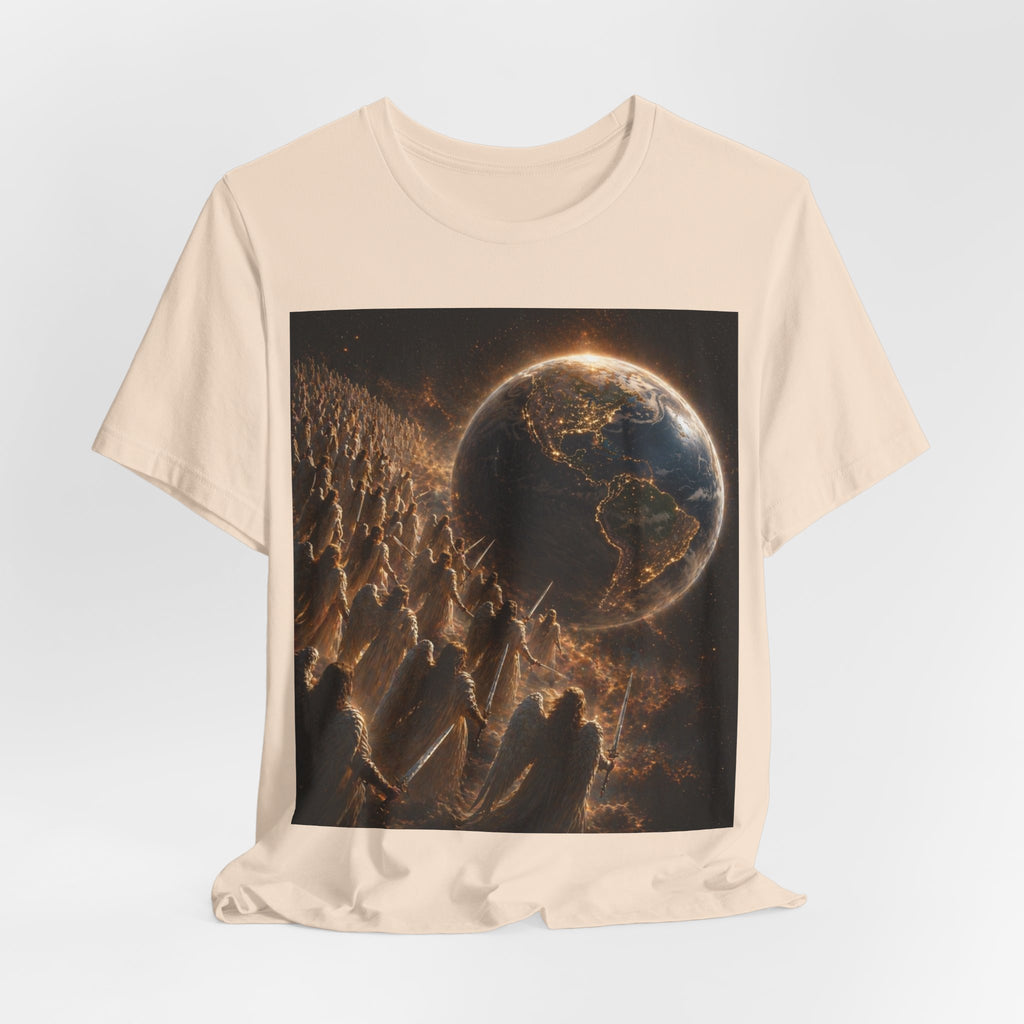 Earth Rise Graphic Tee — Glowing Planet & Mountainscape T-Shirt